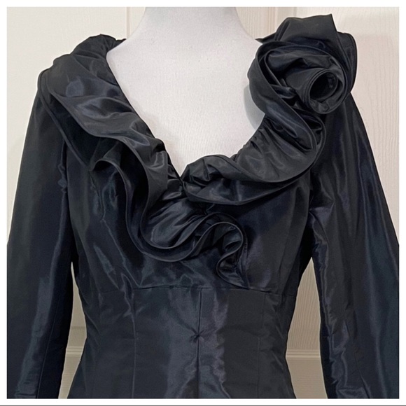 Rickie Freeman Teri Jon black Ruffle collar dress - Picture 3 of 6